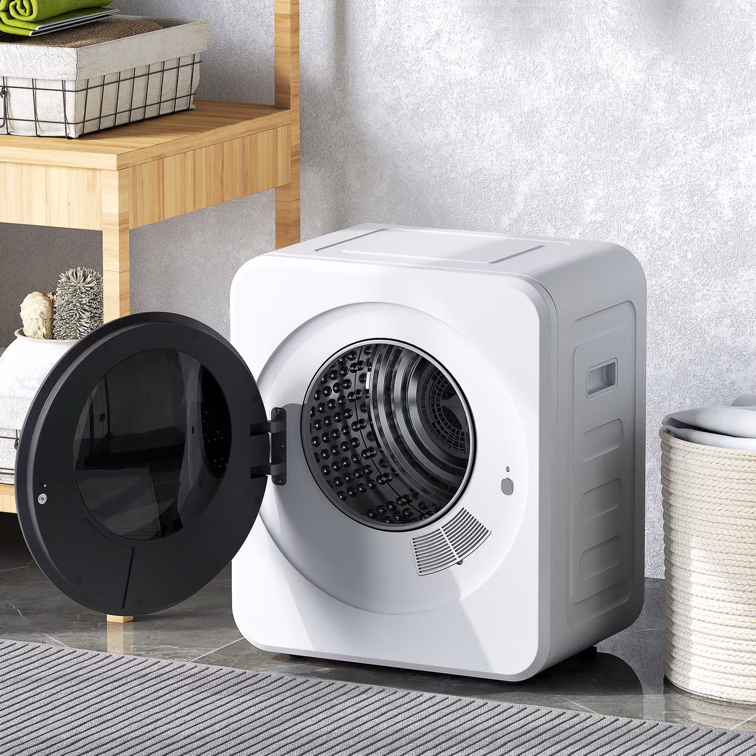 Mini Asciugatrice Portatile HOMCOM da 4 kg, Carica Frontale, Display LED, 800W, Bianco – 2
