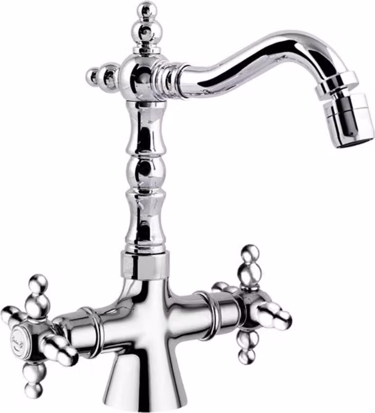 Lavabo in stile Jugendstil "Casa Padrino", finitura argento, altezza 23,5 cm - Miscelatore monocomando per bidet di alta qualità, realizzato in ottone
