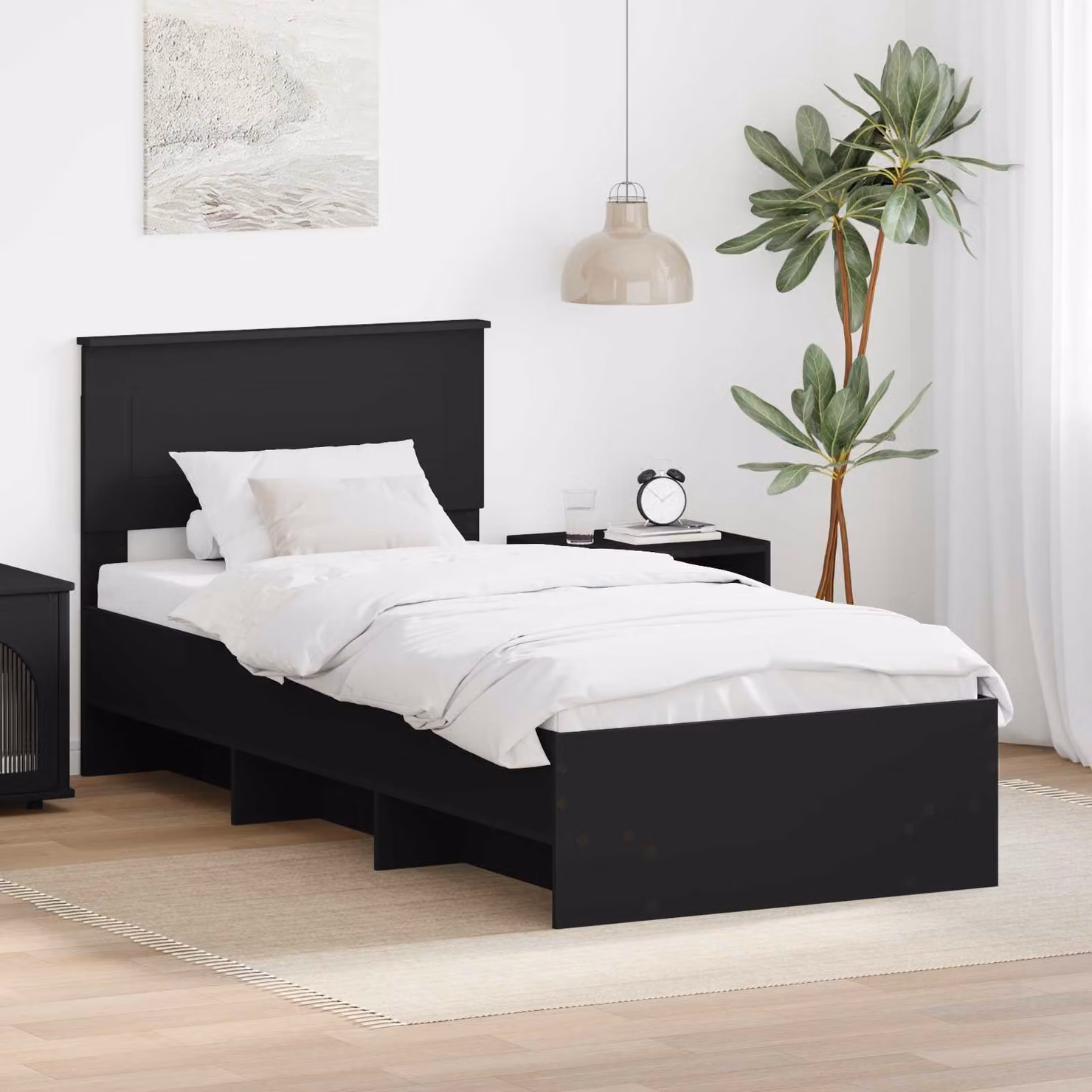 Struttura del letto moderna vidaXL in legno ingegnerizzato nero L/P: 80 x 200 cm