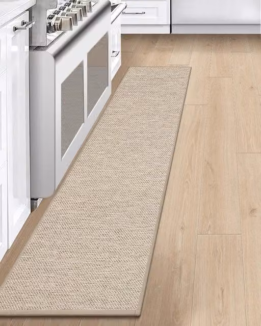 Mat di Cucina Antiscivolo 43x200cm, Passeggino Antiscivolo per Cucina, Mat di Cucina, Passeggino di Cucina, Tappeto Assorbente per Cucina, Gang, Spazio Lavaggio, Beige
