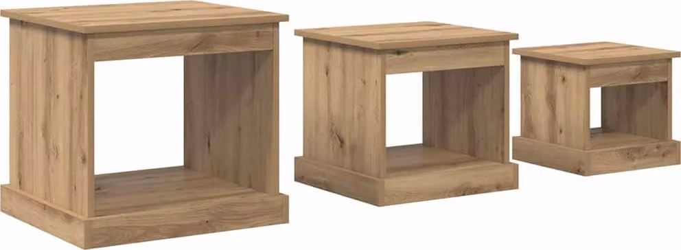 Tavolino da salotto 3 pcs Rovere artigianale Legno multistrato