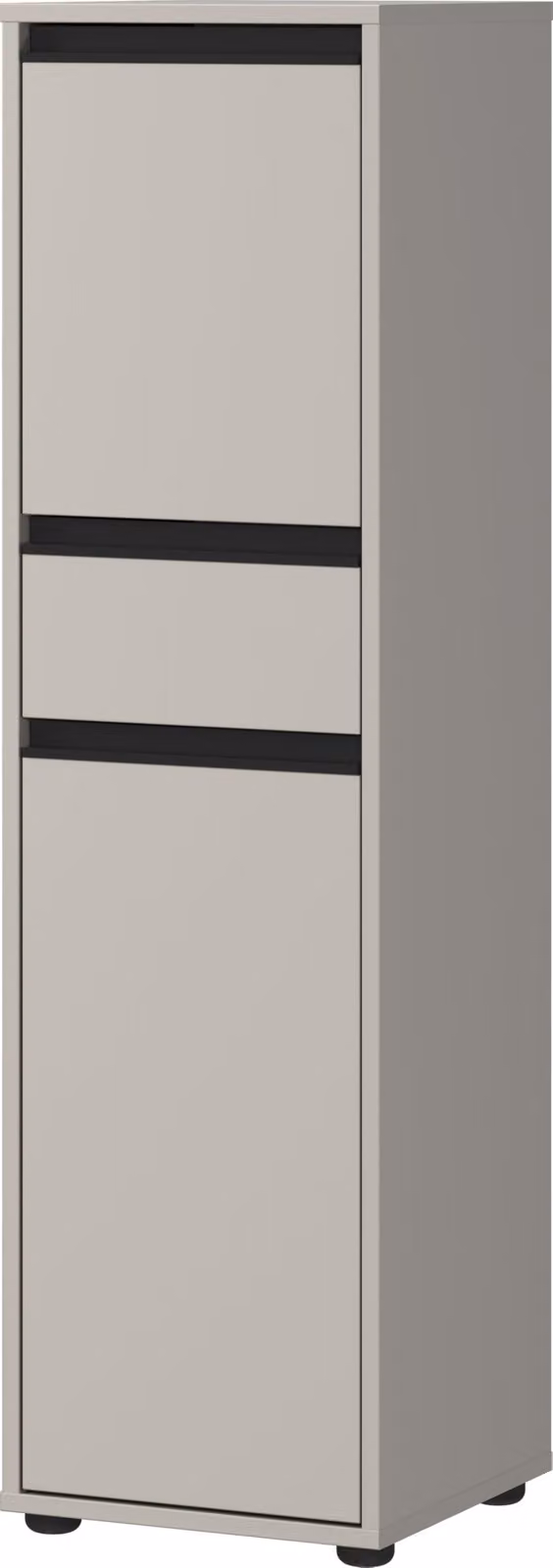Mobile contenitore con cassetto e ante, colore grigio pietra, dimensioni 33x121x34 cm