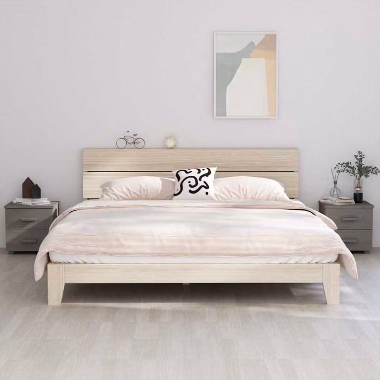 Set di 2 comodini HAMAR vidaXL in legno di pino, colore grigio chiaro, L 40 cm x P 35 cm x H 44,5 cm