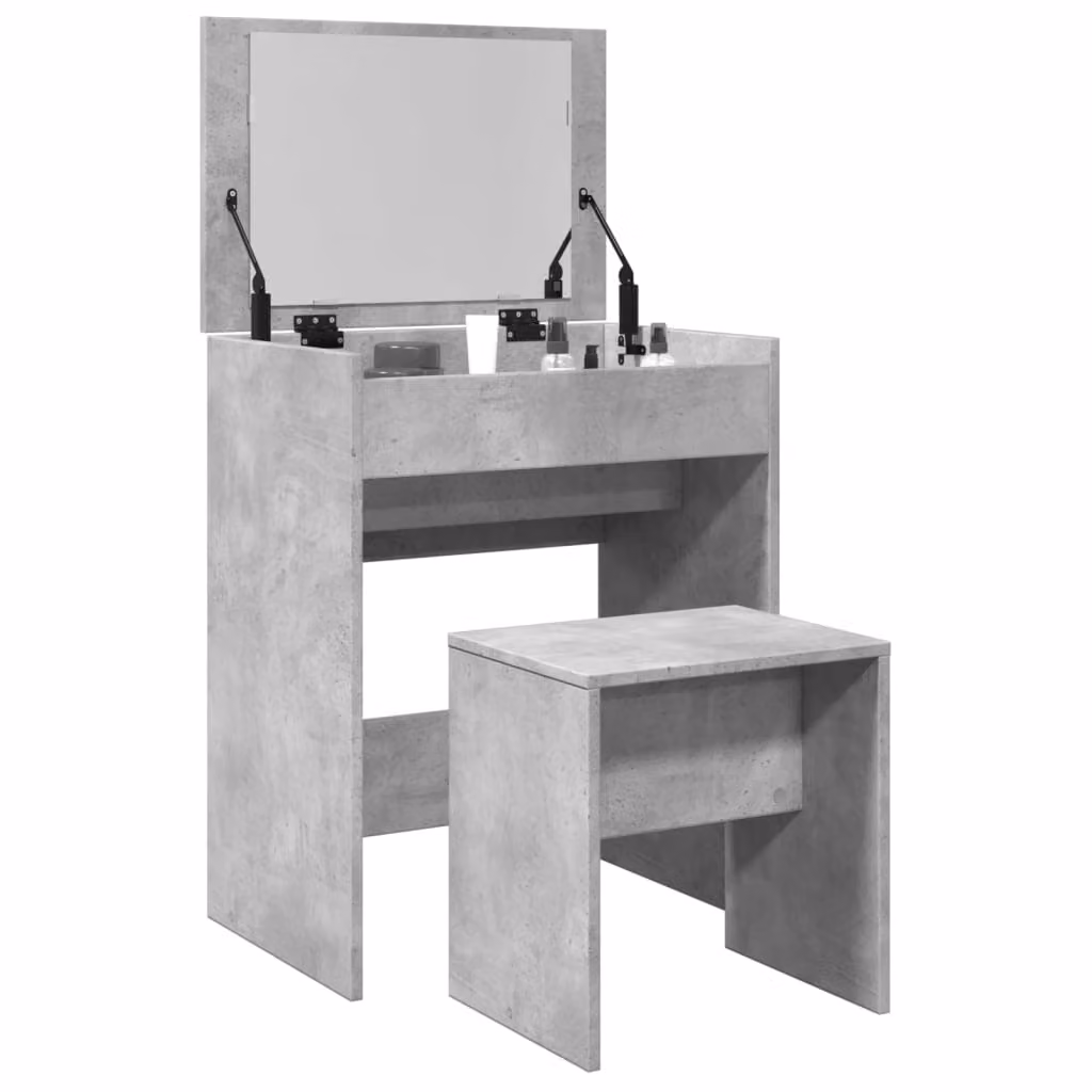 vidaXL Toeletta e Sgabello Grigio, L: 60 cm, P: 40 cm, H: 113,5 cm