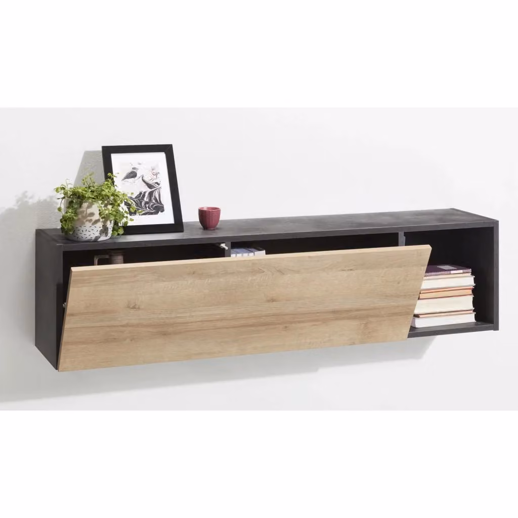 Pensile da cucina IPERBRIKO moderno in legno marrone con anta e vano aperto – 2