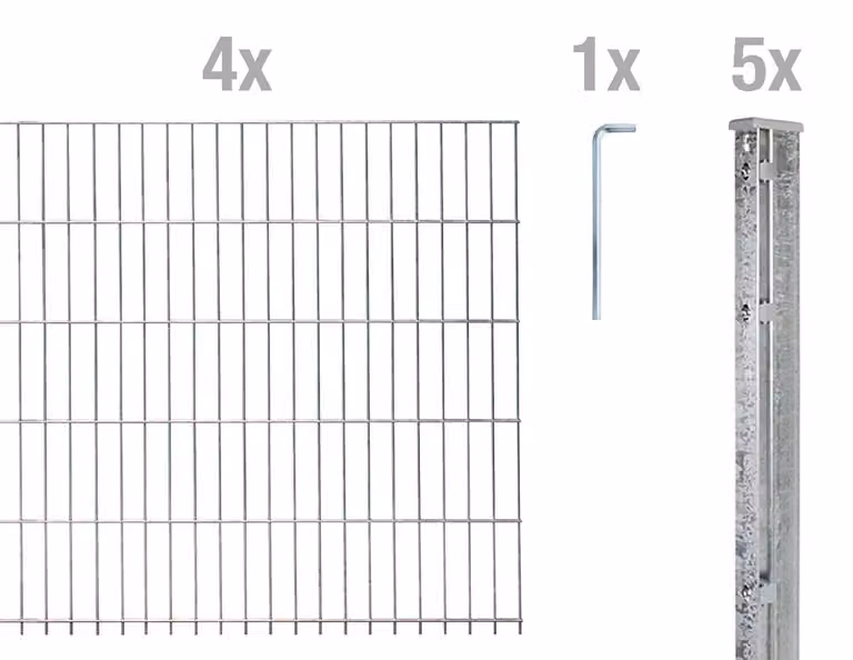 Recinzione a pannelli doppi, modello Alberts 644239, kit completo da 10 pezzi, zincata a caldo, altezza 143 cm, lunghezza 10 metri