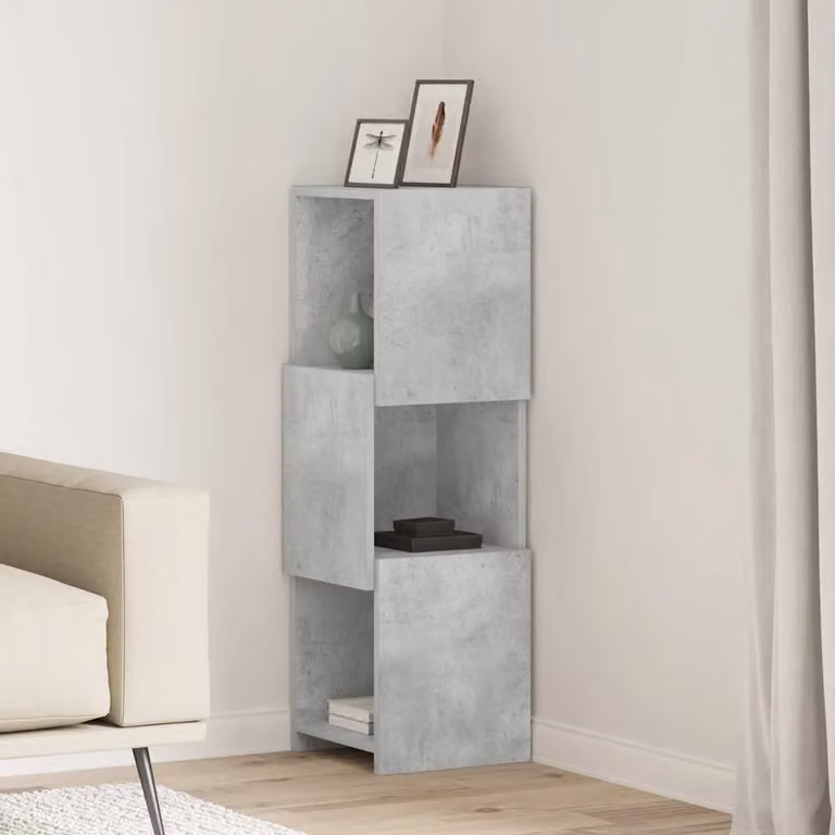 Mobile angolare vidaXL in legno ingegnerizzato grigio, L 30,5 cm x P 30 cm x H 95 cm