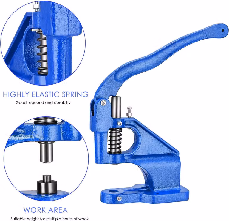 Pressa manuale per occhielli - Macchina manuale per occhielli - 3 matrici intercambiabili - 3000 occhielli - Set di utensili per forare - Per striscioni e lavori in pelle - Ottone anticato