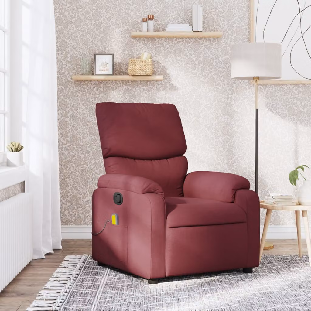 vidaXL Poltrona Relax Reclinabile con Braccioli in Tessuto Rosso