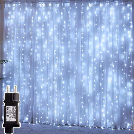 Tenda luminosa a LED da 3 metri con 300 LED - 8 modalità - Ideale per decorazioni di feste e illuminazione esterna