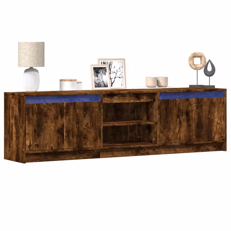 vidaXL Mobile Porta TV con LED Rovere Fumo, L 180 cm x P 34 cm x H 50 cm