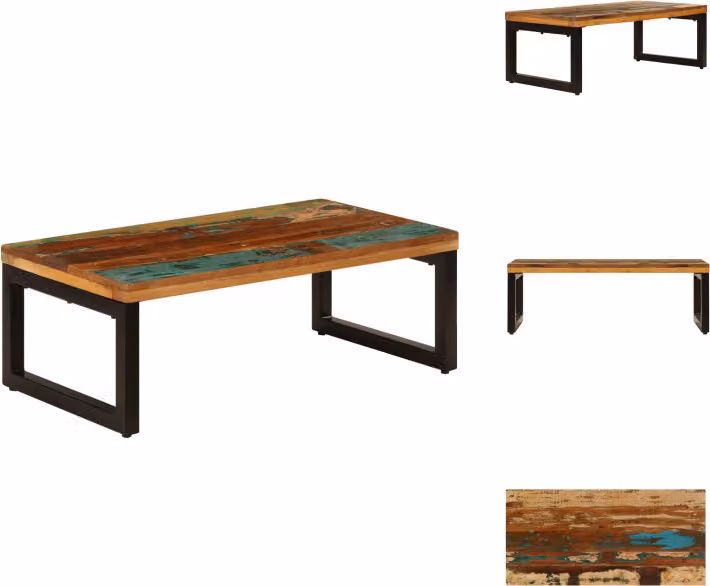 vidaXL Tavolino 100x50x35 cm in legno di recupero e acciaio - Tavolini da caffè