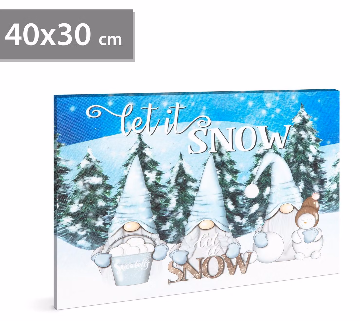 Lampada LED decorativa - "Che nevichedi" - Alimentazione: 2 batterie AA, Dimensioni: 40 x 30 cm
