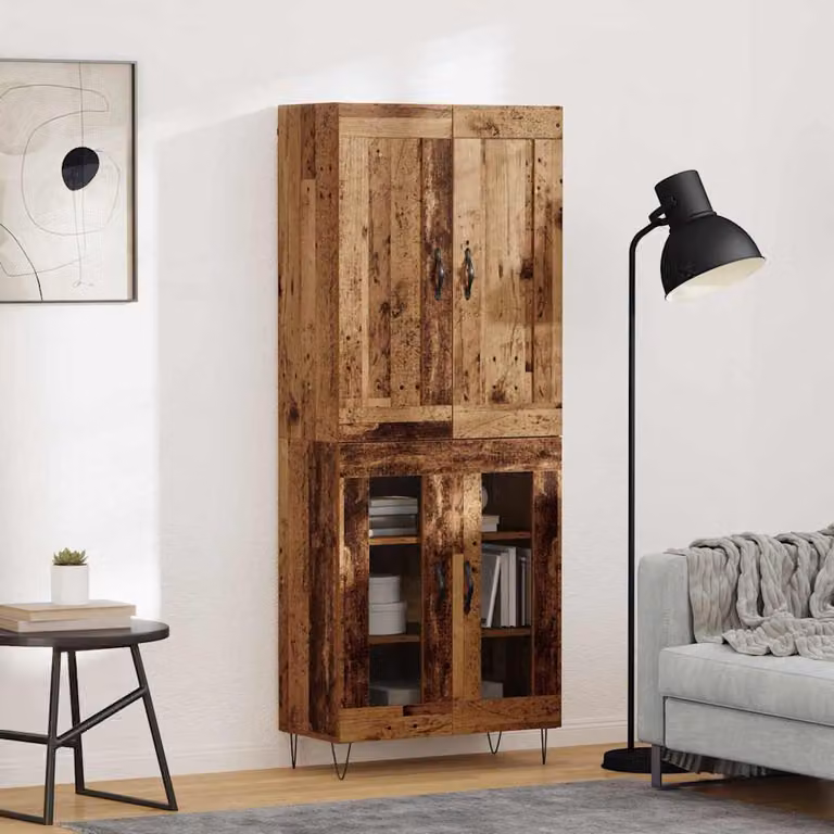 vidaXL Credenza Moderna in Legno e Metallo Marrone L: 69,5 cm, P: 34 cm, H: 180 cm