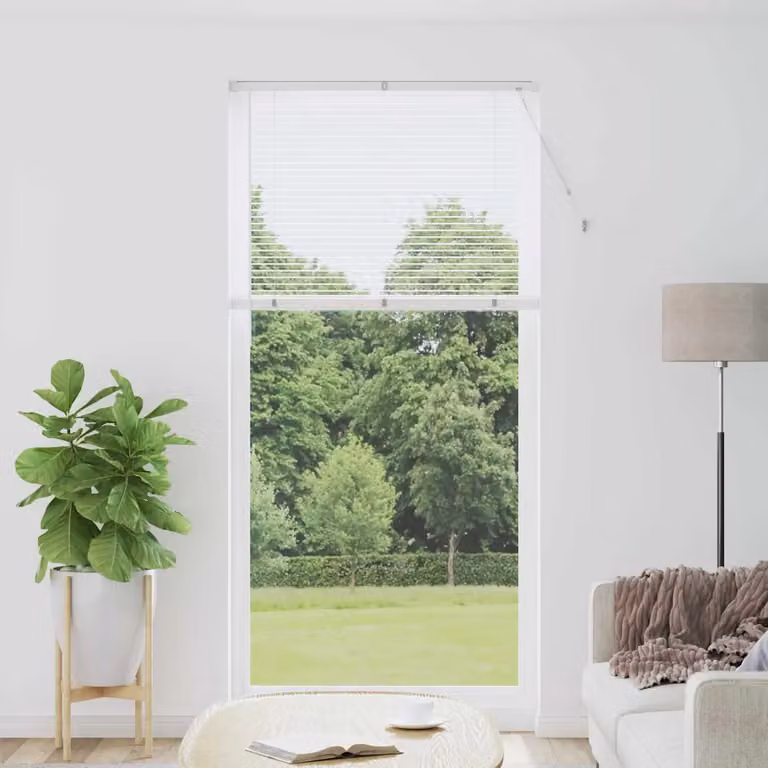 Tenda Veneziana vidaXL in Alluminio Bianco con Corda, L: 220 cm, H: 100 cm, Larghezza delle lamelle: 25 mm