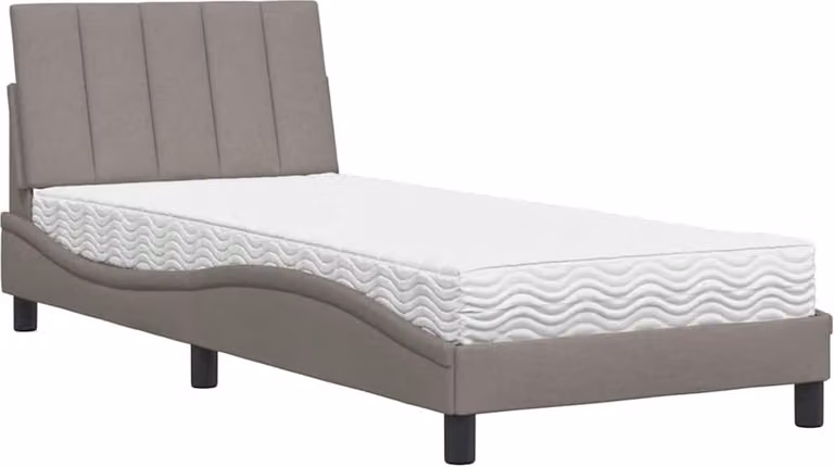 Letto con Materasso Hanko Tortora 80x200 cm in Tessuto