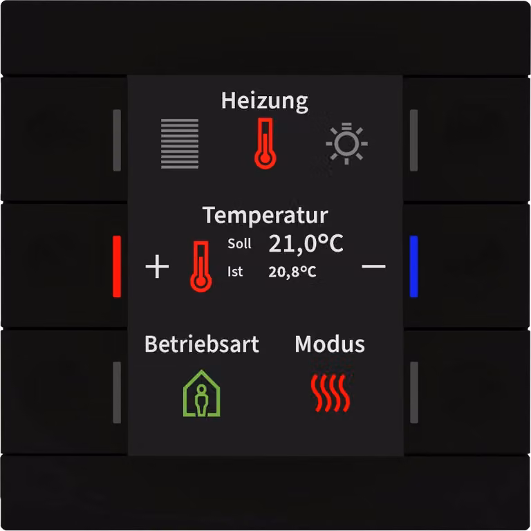 MDT KNX Pulsante Smart 86, display a colori, sensore di temperatura, nero opaco, 1 pz.