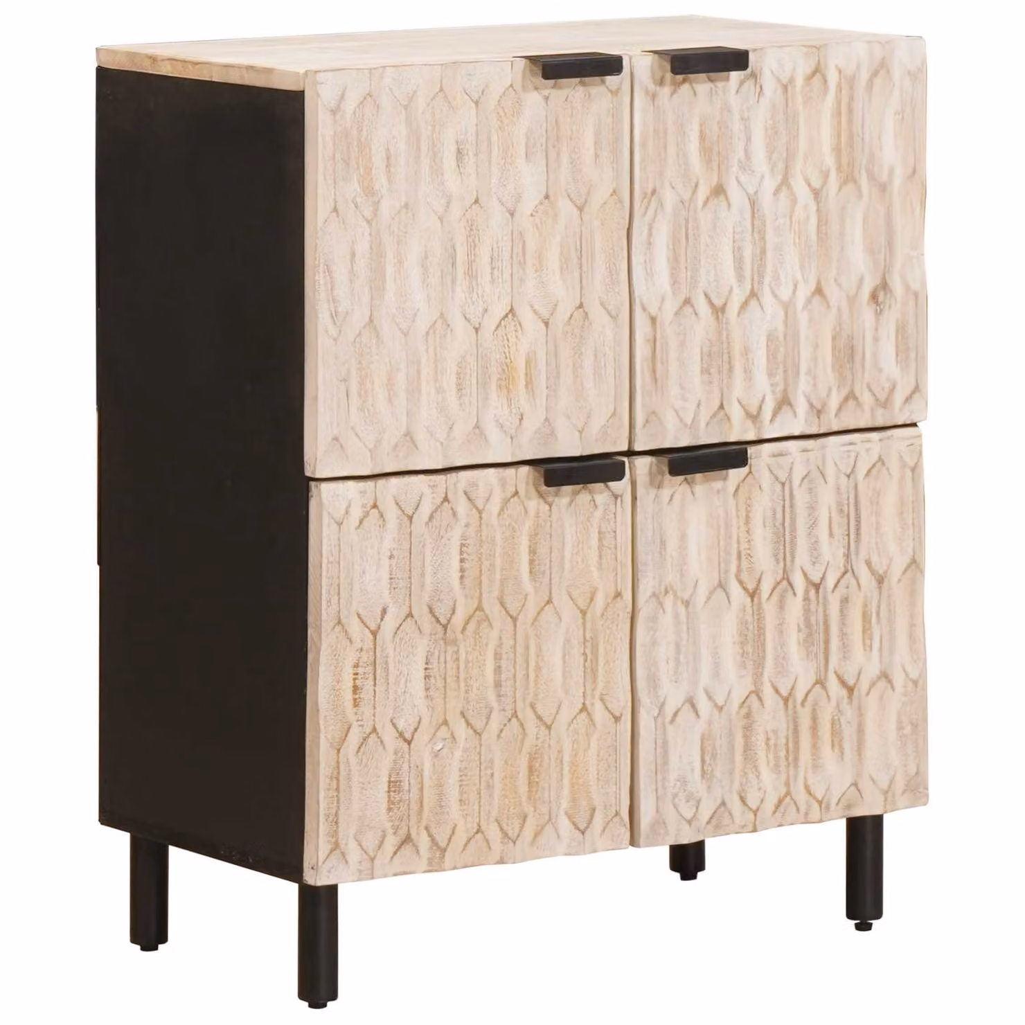 vidaXL Credenza Moderna in Legno di Mango e Metallo, Finitura Bianco Lavato, L 60 cm x P 33 cm x H 75 cm