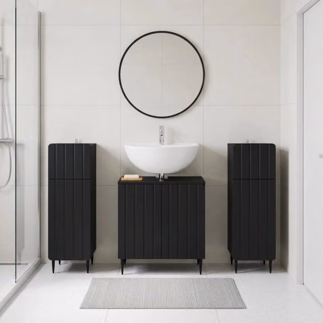 Set di armadietti da bagno in 3 pezzi ZWOLLE Nero 3418000
