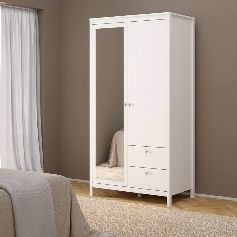 Dmora Guardaroba 2 Ante Lagertha 58.4x199h cm Bianco, Appendiabiti 2 Ante