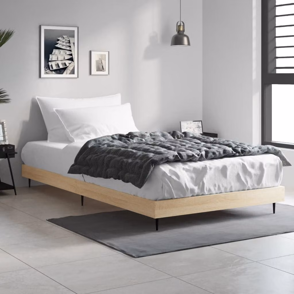 vidaXL Giroletto senza Materasso in Rovere Sonoma e Truciolato, L/P/H: 90 x 190 cm