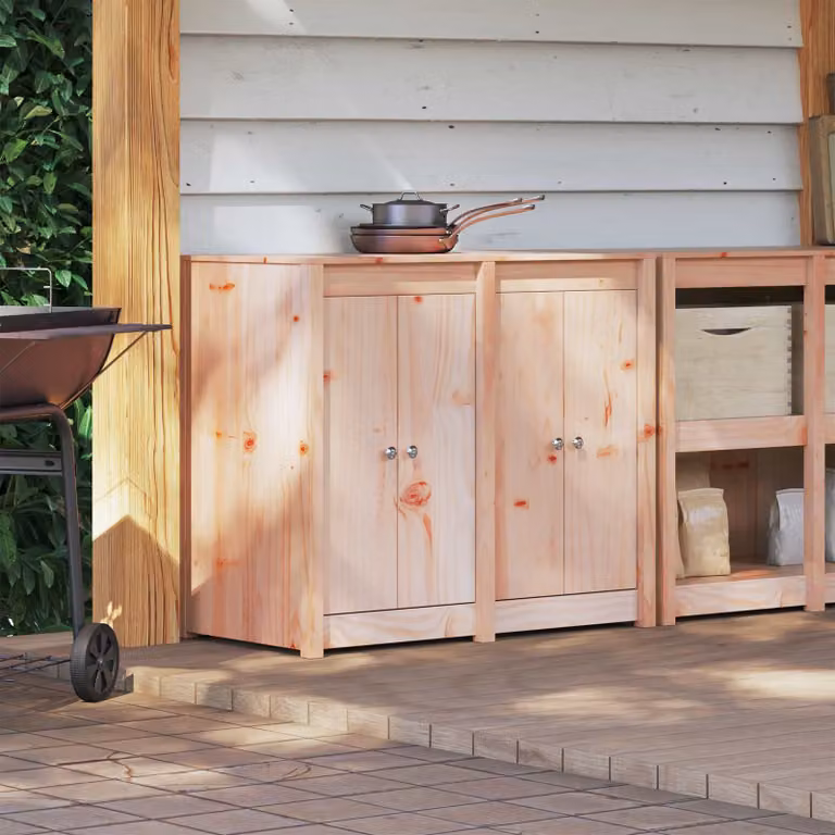 Mobile da cucina da esterno vidaXL MEPPEL Bianco e Marrone L/P/H: 106 x 55 x 92 cm