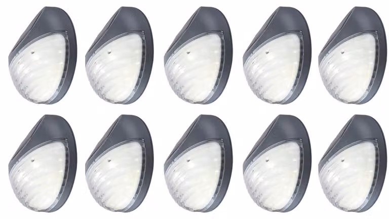 Set di 10 luci solari a LED per recinzioni, diametro 11 cm