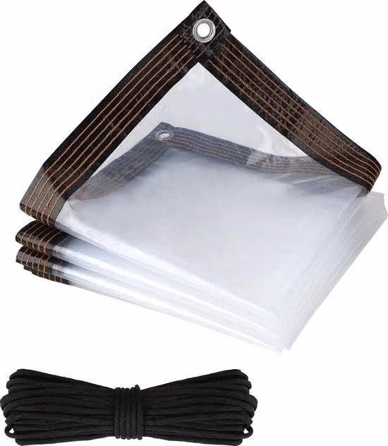Teloni protettivi, teloni trasparenti impermeabili con occhielli e corda, lavabili, multifunzionali, con corda nera impermeabile, per coprire i mobili da giardino, 2 m x 4 m