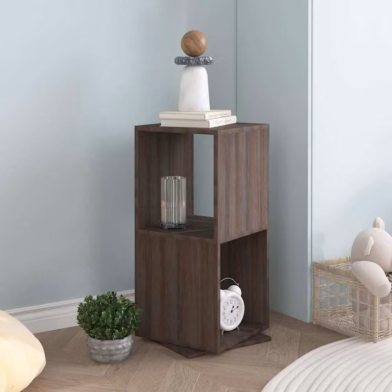 Armadietto Girevole Moderno vidaXL in MDF Grigio e Rovere, L/P/H: 34,5 x 34,5 x 75,5 cm