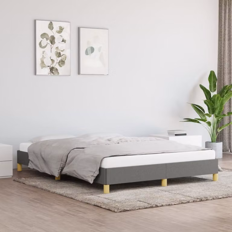 The Living Store Struttura letto grigio scuro 140x190 cm in tessuto