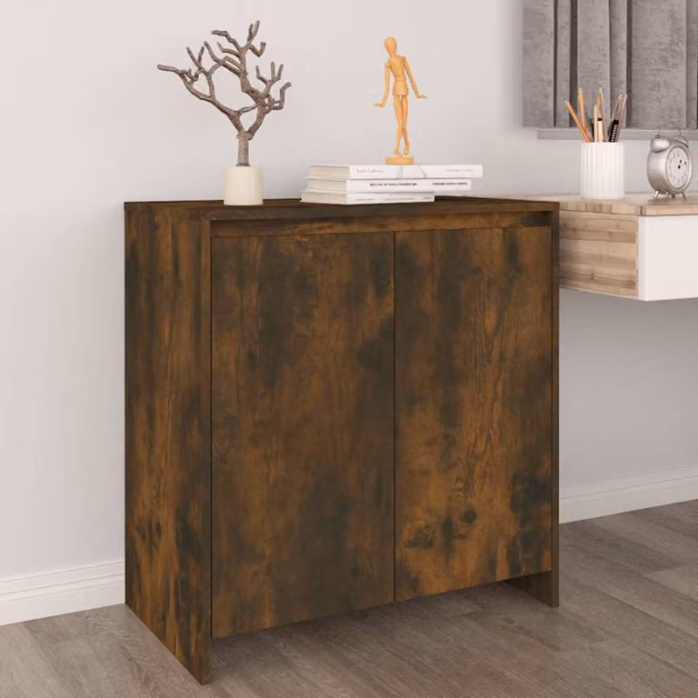 Credenza moderna vidaXL in legno multistrato color rovere fumo, L 70 cm x P 41 cm x H 75 cm