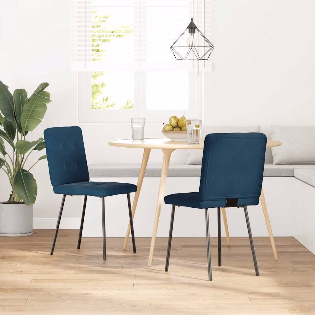 vidaXL Sedie da Pranzo 2 pz Blu in Velluto