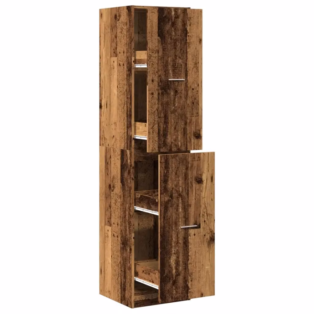 Armadietto da Farmacia VIDAXL in Legno Vecchio Marrone, con Ripiani e Cassetti, da Appendere al Muro, L: 40 cm, P: 41 cm, H: 174,5 cm – 2