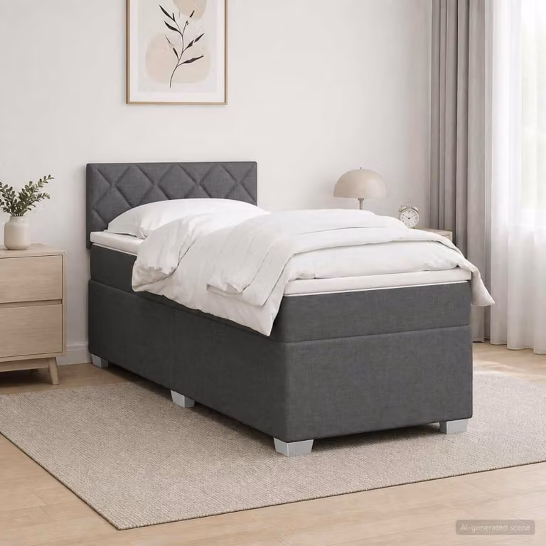 Letto con Box Spring, Materasso Ibrido e Illuminazione LED vidaXL, Grigio, 80 x 200 cm