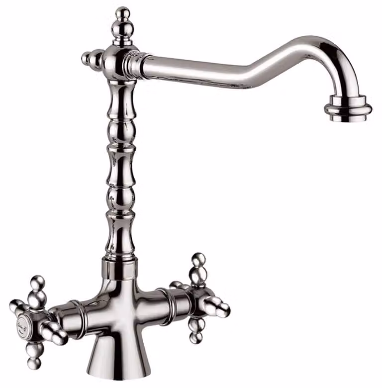 Casa Padrino, lavabo in stile Art Nouveau, rubinetteria retrò, argento, altezza 30,5 cm - Rubinetteria per lavabo, realizzata in ottone