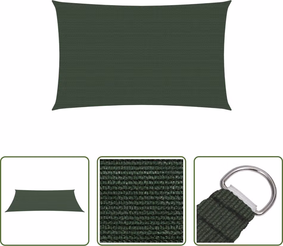 The Living Store Tenda da sole 160 g/m² Verde scuro 3x6 m HDPE