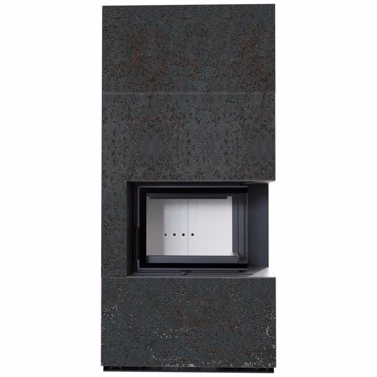 Kit caminetto KRATKI FLOKI BOX destro 8 kW Ø 160 Sinterizzazione al quarzo OXIDE NERO