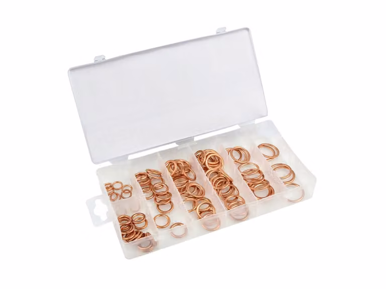 Anelli di tenuta in rame, 8,4-20,2 mm, set di 95 pezzi - GEKO