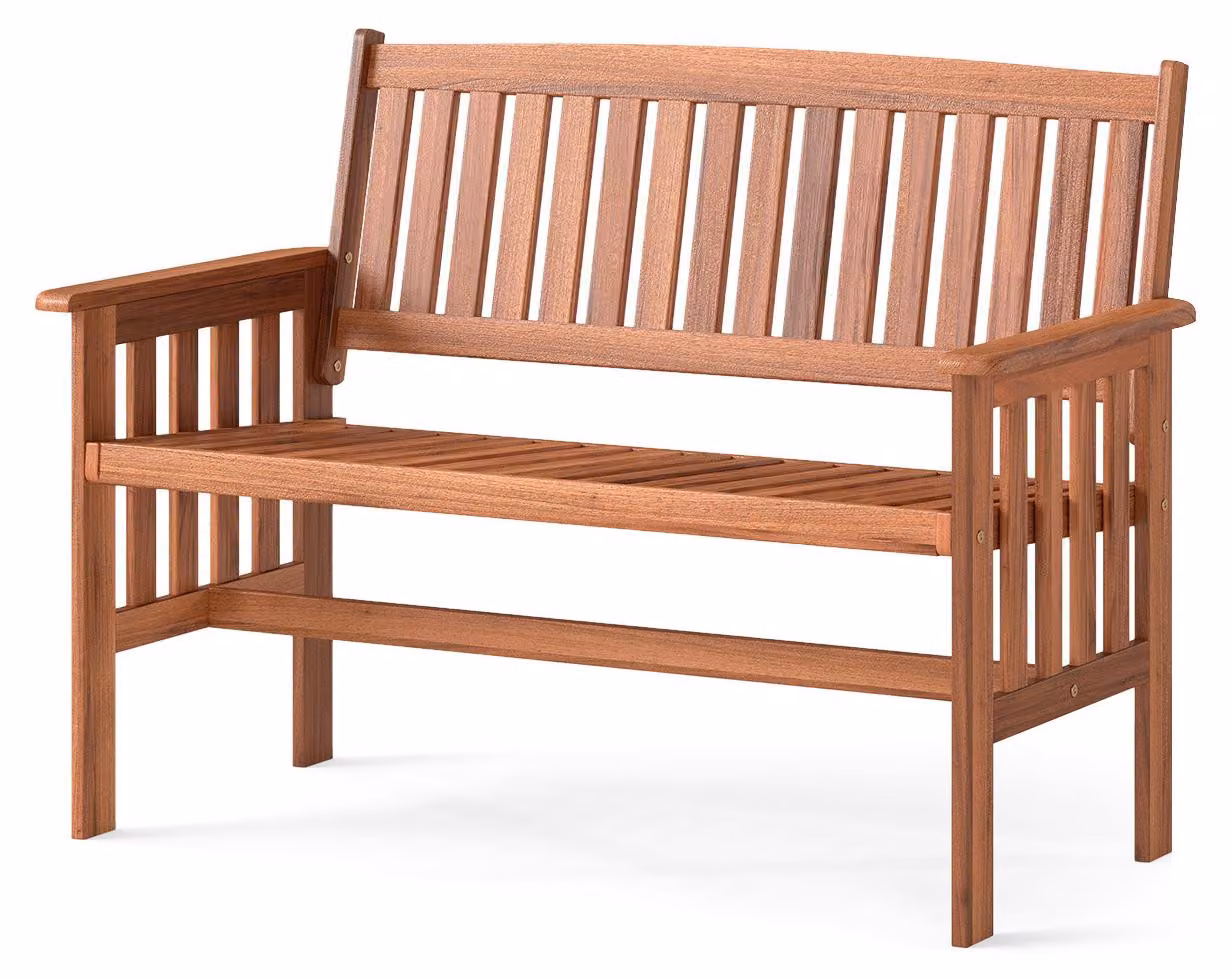 KOMFOTTEU: Panchina da giardino per 2 persone, realizzata in legno, con schienale e braccioli. Ideale come sedia da giardino, con una capacità di carico di 200 kg. Perfetta per balcone, terrazza o giardino. Dimensioni: 119 x 59,5 x 89 cm