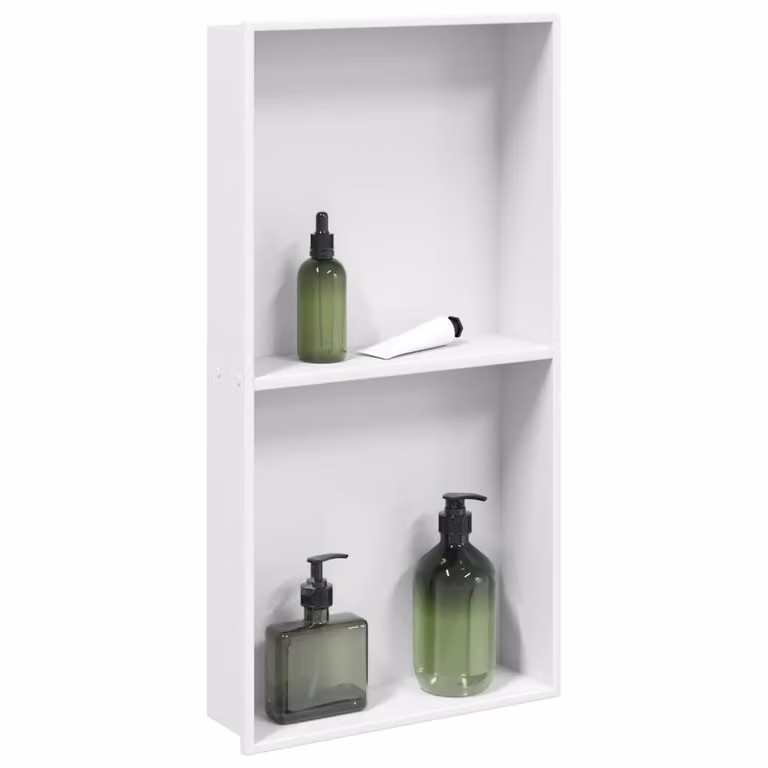 Nicchia per doccia incassata vidaXL in acciaio inox, Bianco Opaco, L: 62 cm, P: 32 cm, H: 9 cm