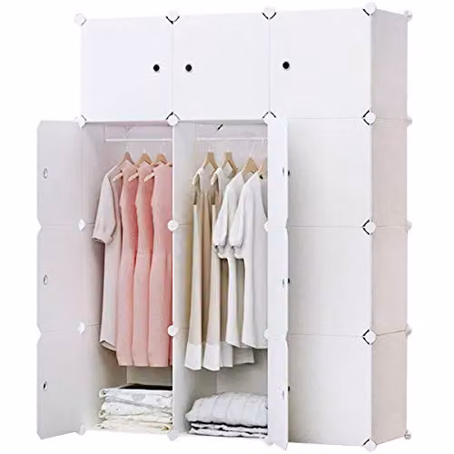 BRIAN & DANY Armadio con ante, 12 cubi, 111 x 47 x 148 cm, Bianco