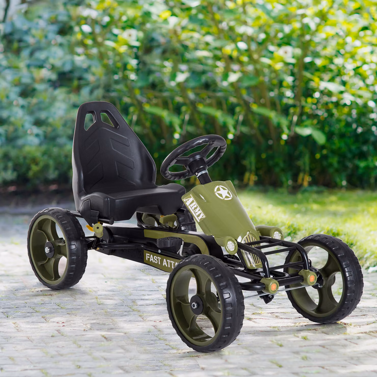 Go Kart a Pedali HOMCOM per Bambini da 3-6 Anni con Sedile Regolabile e Freno a Mano, Verde – 2