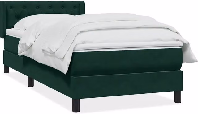 Letto con Giroletto a Molle e Materasso Ibrido vidaXL in Velluto Verde Scuro L: 83 cm, P: 223 cm, H: 88 cm – 1