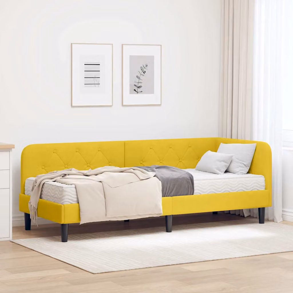 vidaXL Cornice del letto ad angolo in velluto giallo, L 80 x P 200 cm
