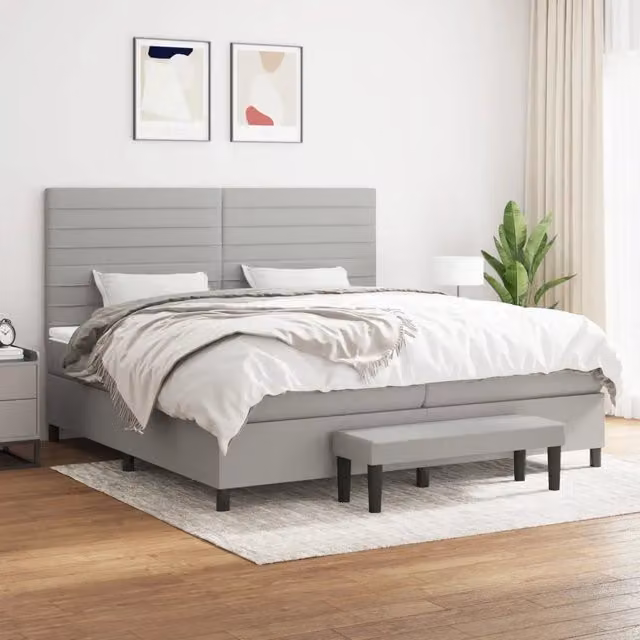 Letto Ibrido con Giroletto a Molle e Materasso vidaXL Grigio Chiaro e Bianco L/P/H: 200 x 200 x 25 cm – 1