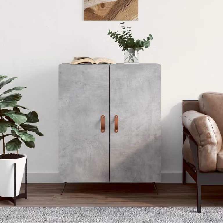 Credenza vidaXL in legno e metallo Grigio, L 69,5 cm x P 34 cm x H 90 cm