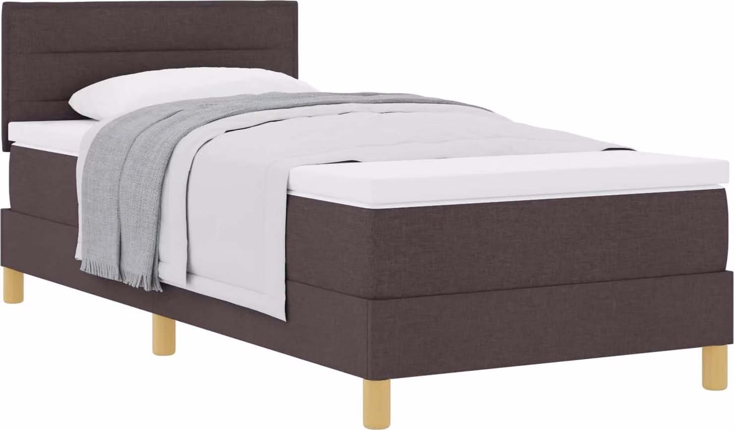 Letto boxspring con cuscini vidaXL, marrone scuro, 100 x 200 cm, tessuto