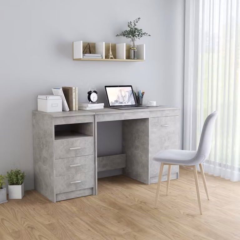 vidaXL Scrivania grigio cemento 140x50x76 cm in legno - Scrivania - Scrivanie - Scrivania per computer - Scrivanie per computer
