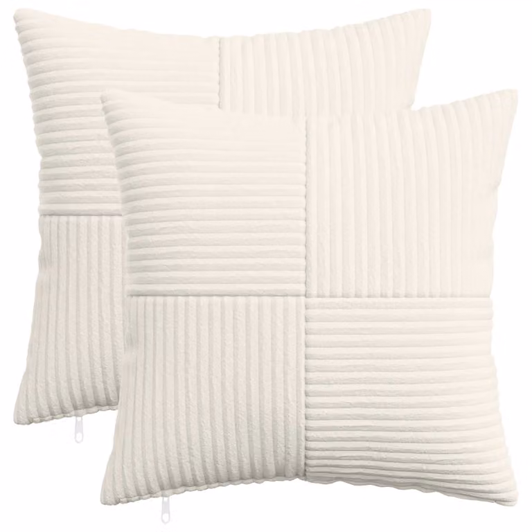 Set di 2 federe vidaXL ALMELO in velluto a coste color beige, 40 x 40 cm