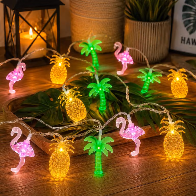 Catena luminosa hawaiana 3M, 20 LED, decorazione a forma di giglio